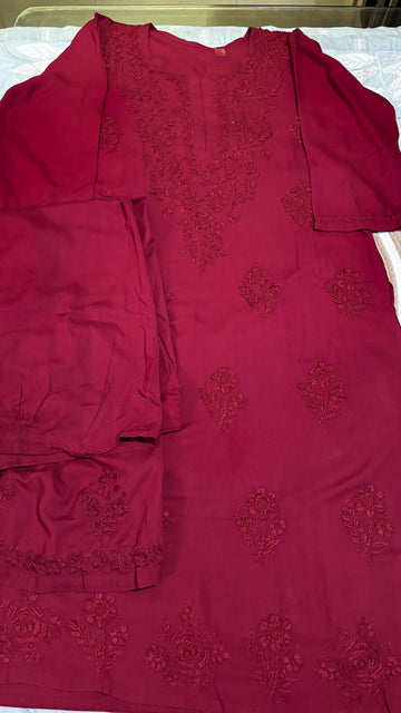 Maroon - Chikankari Set