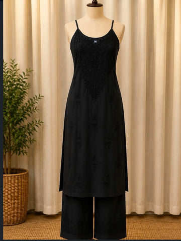 Sleeves- Black Chikankari Set