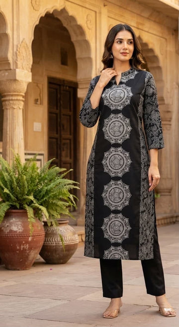 Black Printed Cotton Co-ord Set