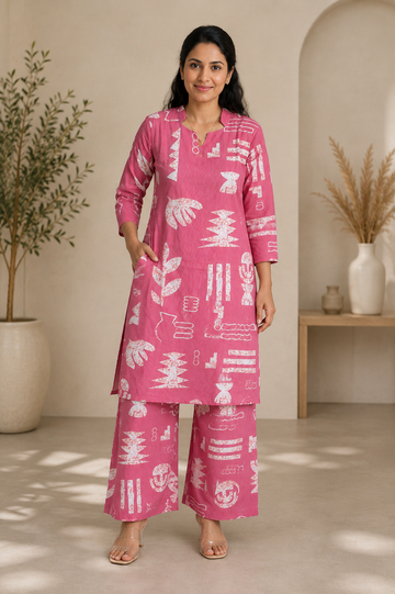 Light pink Printed Coord set
