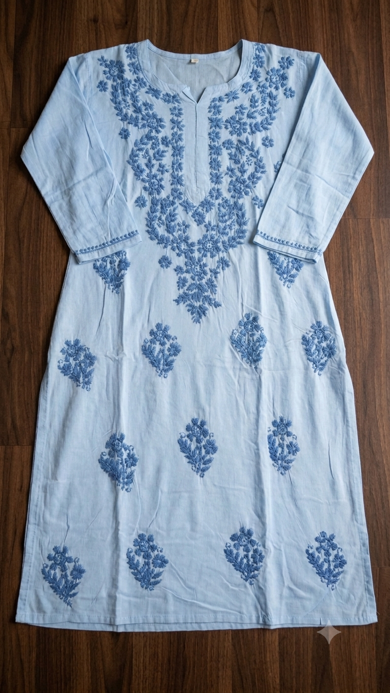 Pastel Blue - Chikankari Set