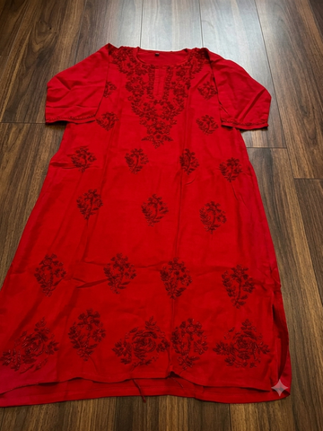 Chilly Red - Chikankari Top