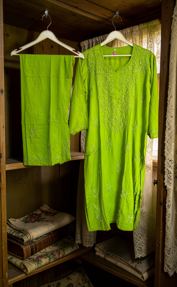Parrot Green - Chikankari Set