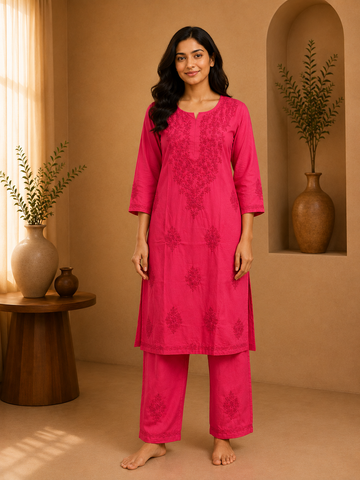 Magenta - Chikankari Set