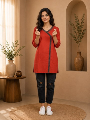 Rust Red - Short Kurti