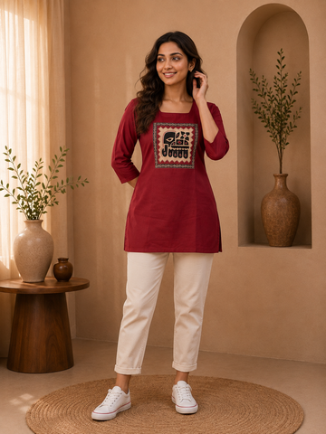 Maroon - Short Kurti
