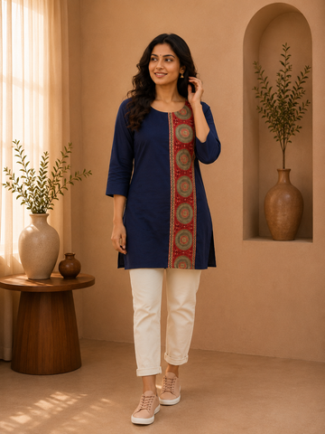 Deep Navy Blue - Short Kurti