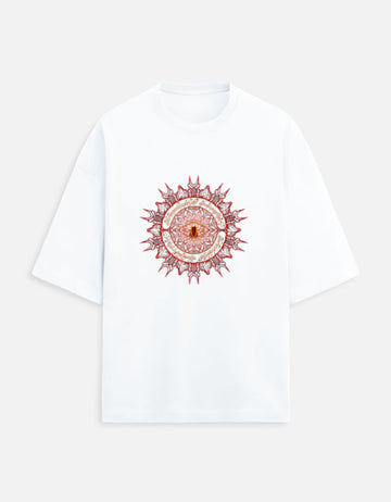 Scratchh God Eye Print Unisex Terry Oversized Tee