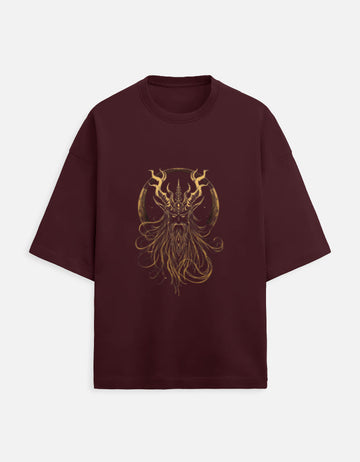 Scratchh God Goldan Print Unisex Terry Oversized Tee