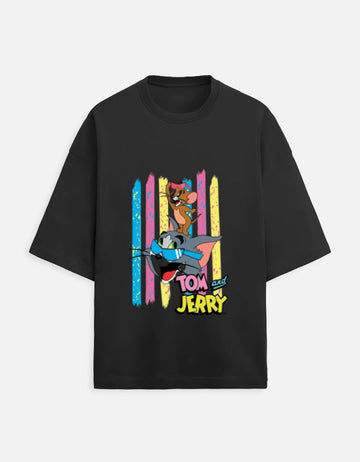 Scratchh Tom & Jerry Print Unisex Terry Oversized Tee