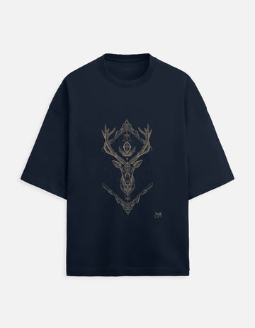 Scratchh Deer Print Unisex Terry Oversized Tee