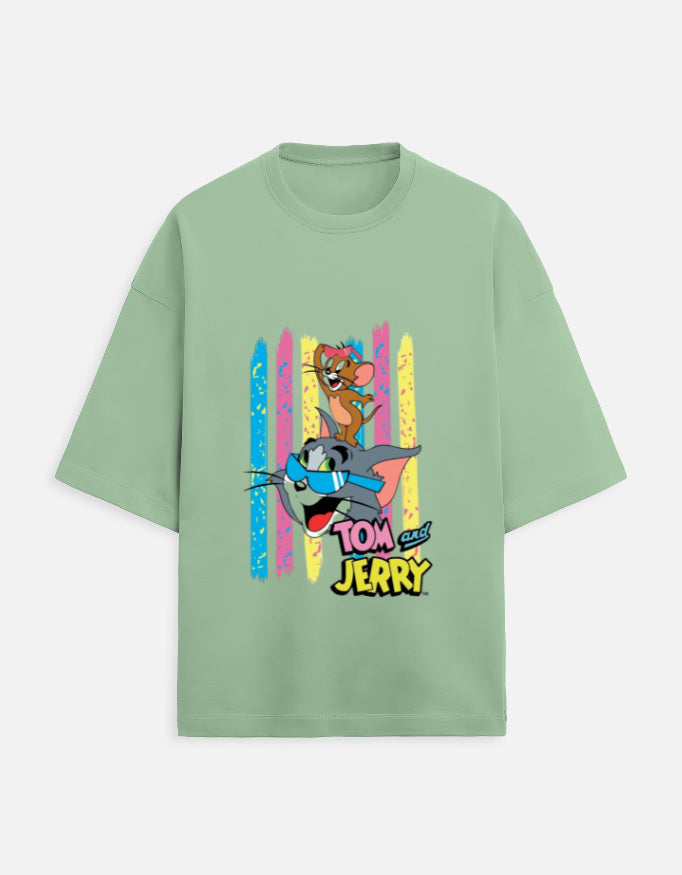 Scratchh Tom & Jerry Print Unisex Terry Oversized Tee