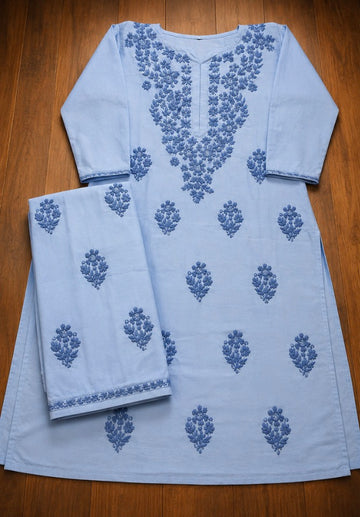 Pastel Blue - Chikankari Set
