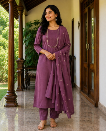 Purple Roman Silk Suit