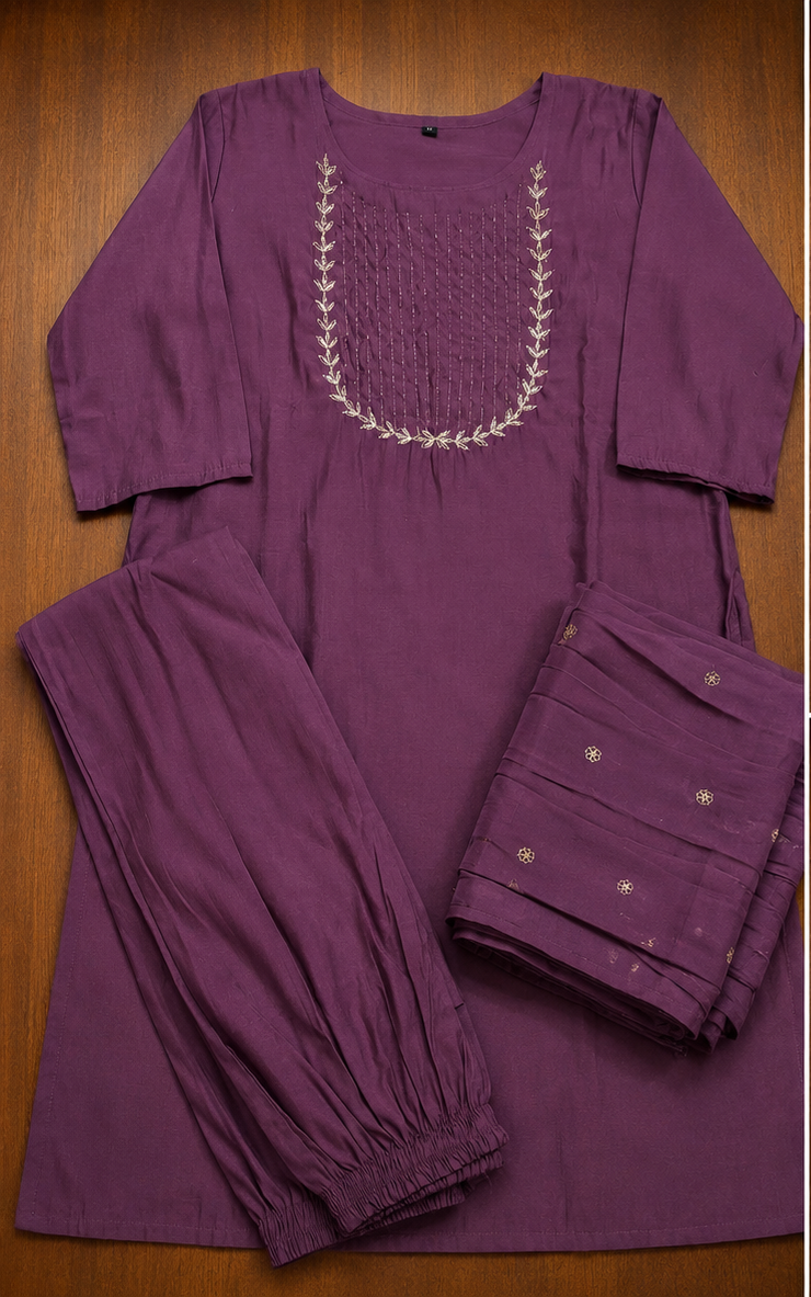 Purple Roman Silk Suit