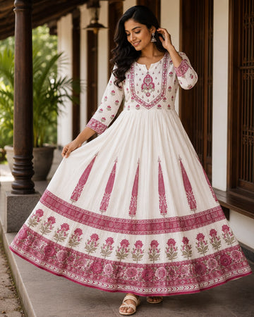 Elegant Pink-White Anarkali